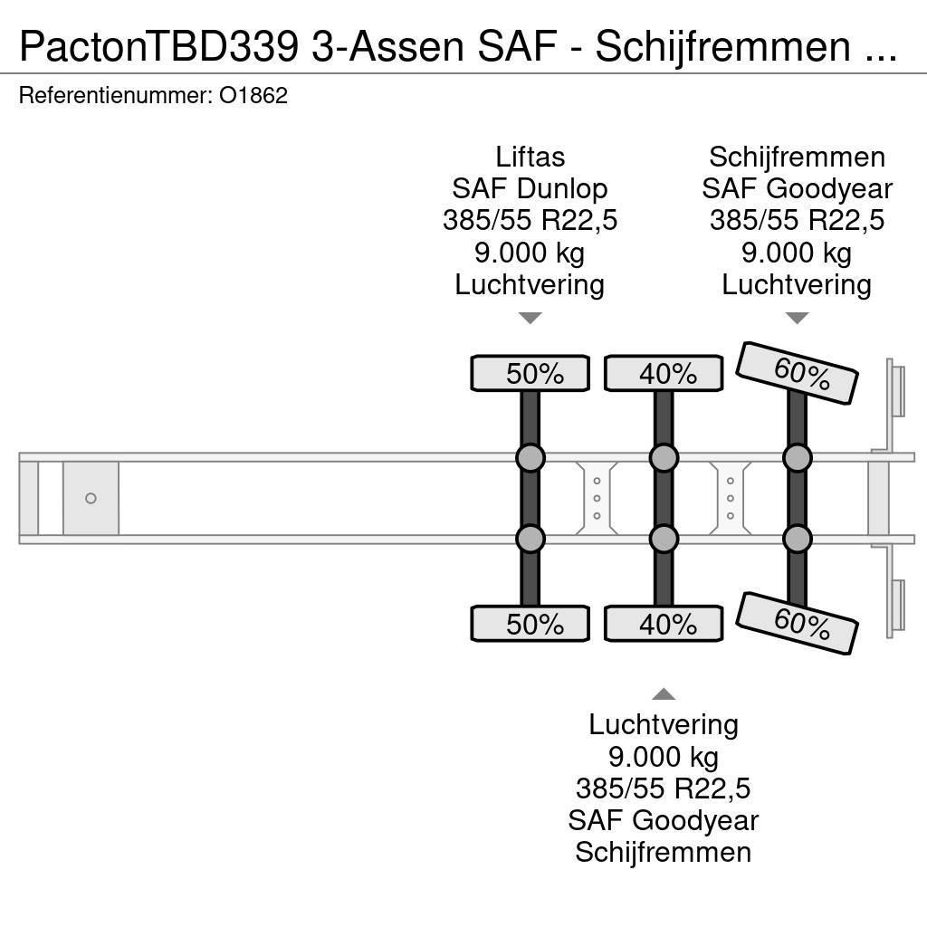 Pacton TBD339 3-Assen SAF - Schijfremmen - Lift-As - Stuu Schuifzeilen