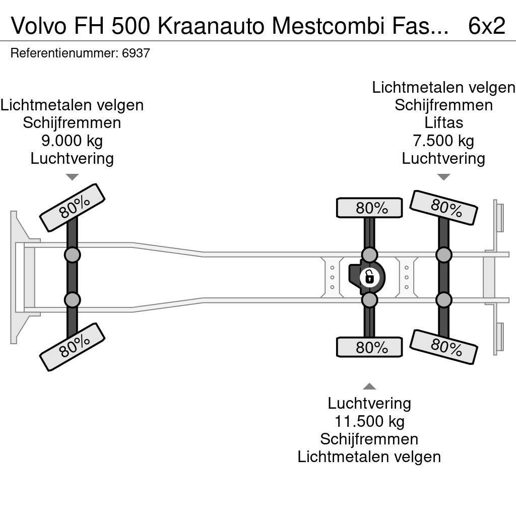 Volvo FH 500 Kraanauto Mestcombi Fassi Crane + Aanhanger Kranen voor alle terreinen