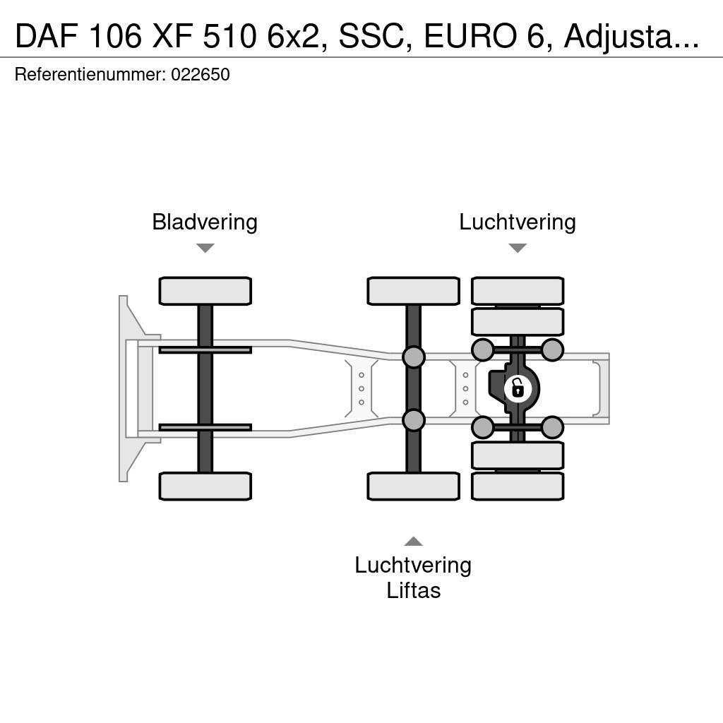 DAF 106 XF 510 6x2, SSC, EURO 6, Adjustable fifth whee Trekkers