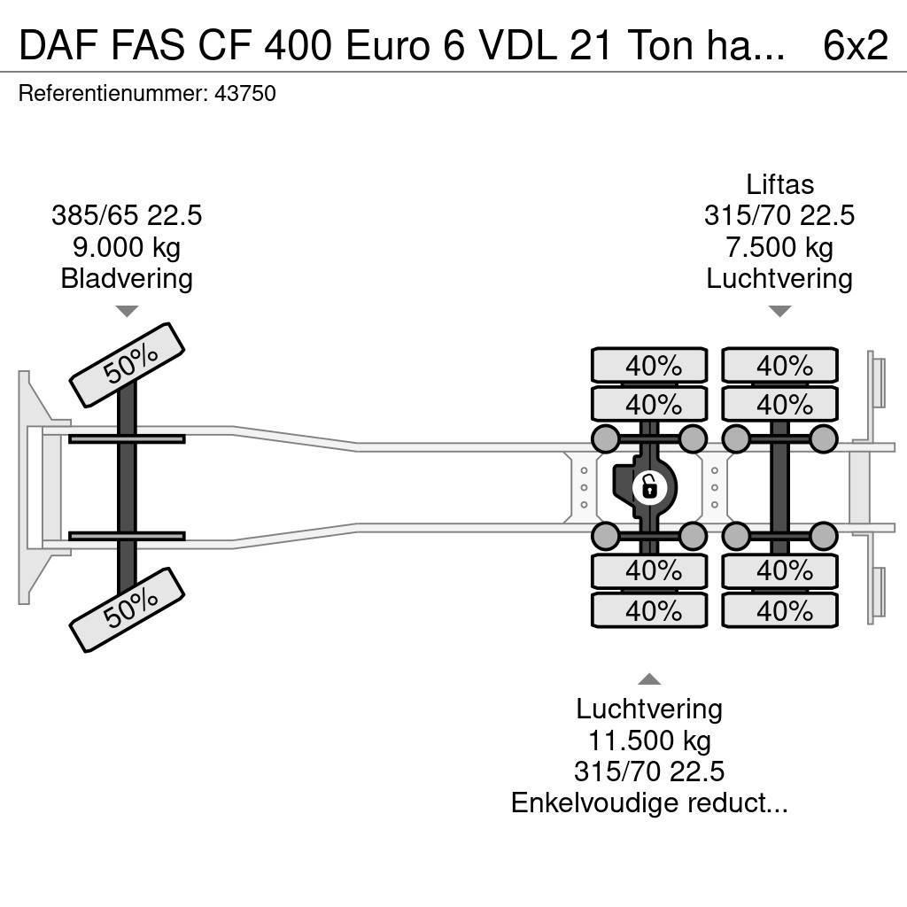DAF FAS CF 400 Euro 6 VDL 21 Ton haakarmsysteem Hook lift trucks