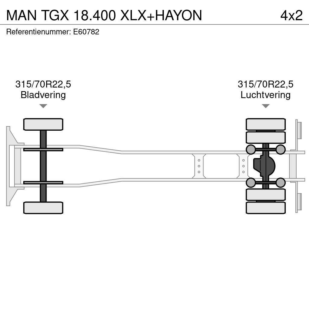 MAN TGX 18.400 XLX+HAYON Curtainsider trucks