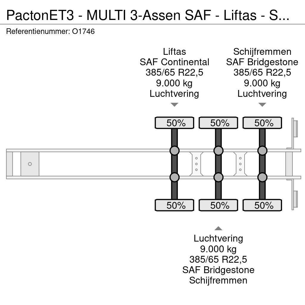 Pacton ET3 - MULTI 3-Assen SAF - Liftas - Schijfremmen - Containerframe semi-trailers