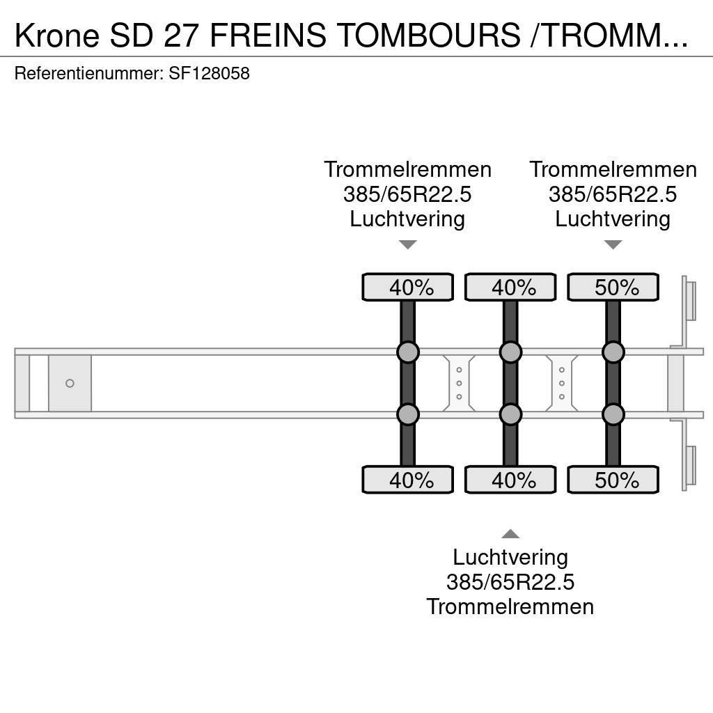 Krone SD 27 FREINS TOMBOURS /TROMMELREMMEN Flatbed/Dropside semi-trailers