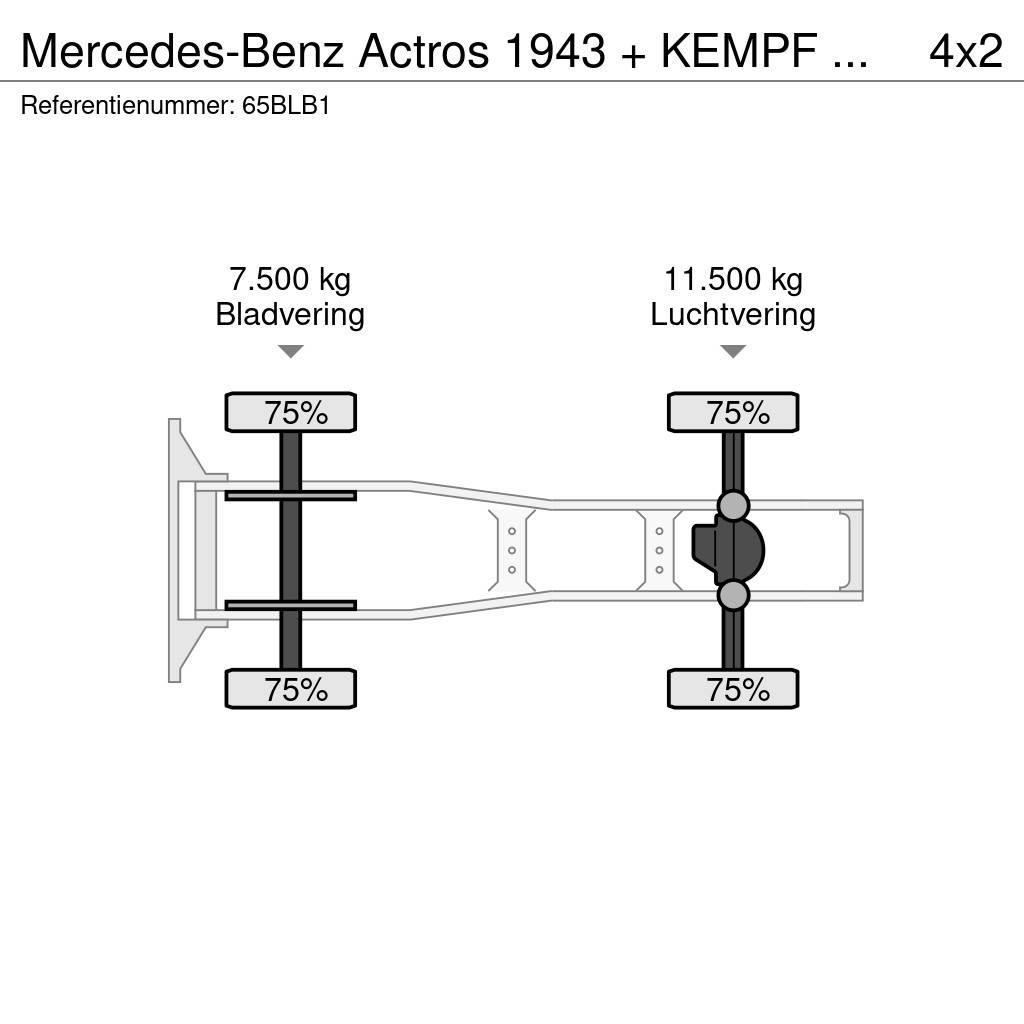 Mercedes-Benz Actros 1943 + KEMPF SKM 35/3 Zeer mooie NL combina Tractor Units