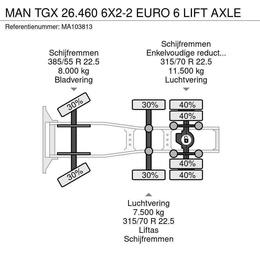 MAN TGX 26.460 6X2-2 EURO 6 LIFT AXLE Tractor Units