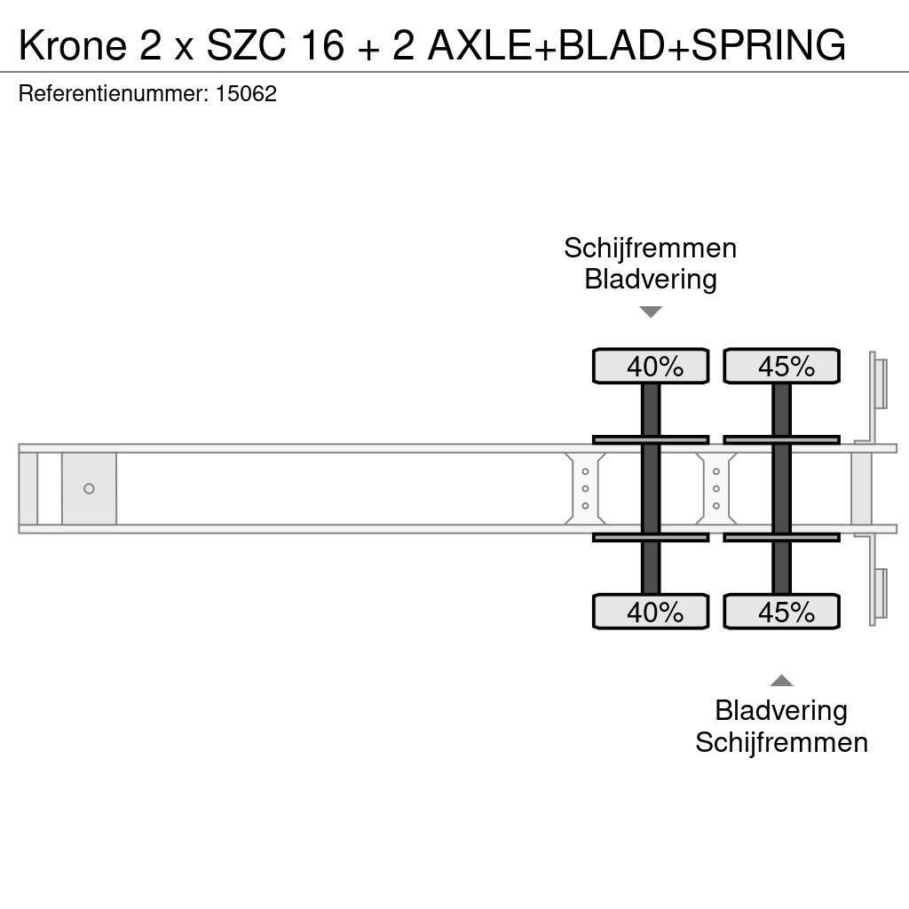 Krone 2 x SZC 16 + 2 AXLE+BLAD+SPRING Containerframe semi-trailers