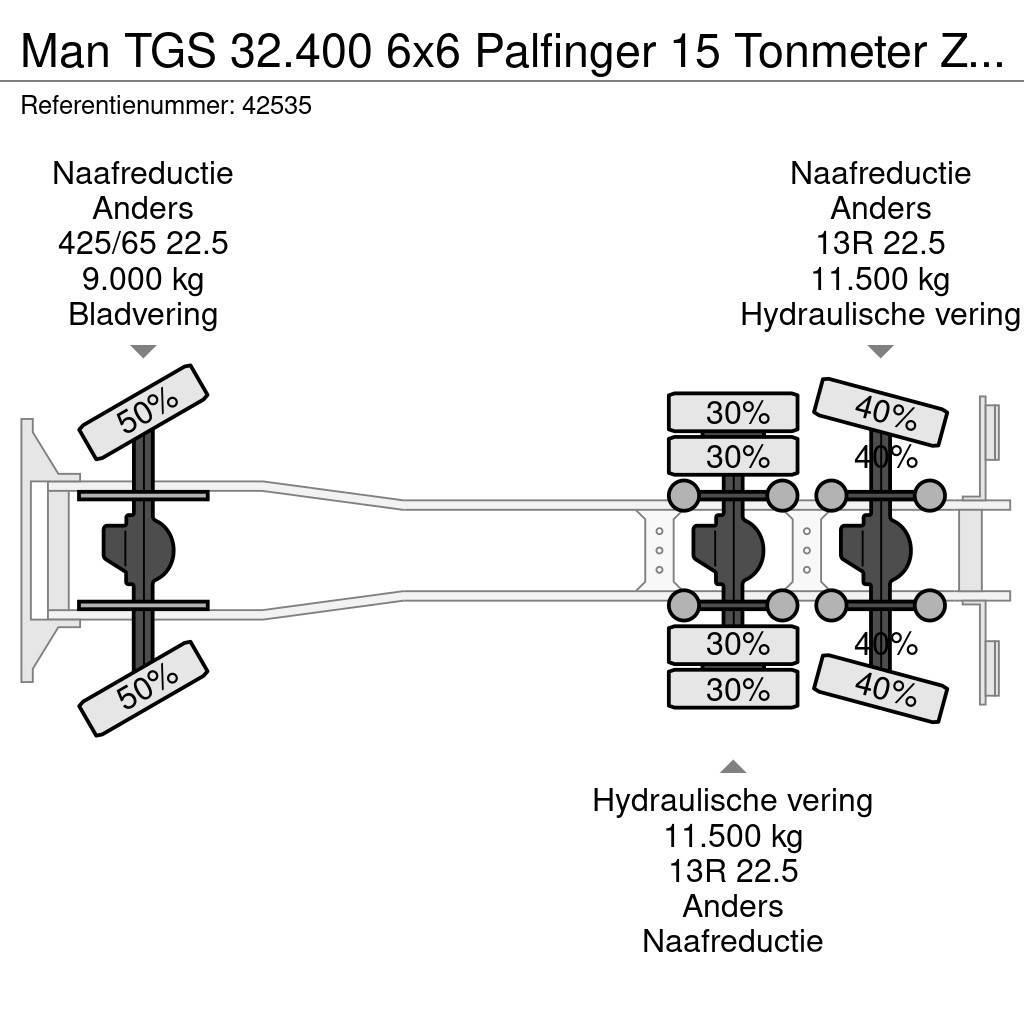 MAN TGS 32.400 6x6 Palfinger 15 Tonmeter Z-kraan Tipper trucks