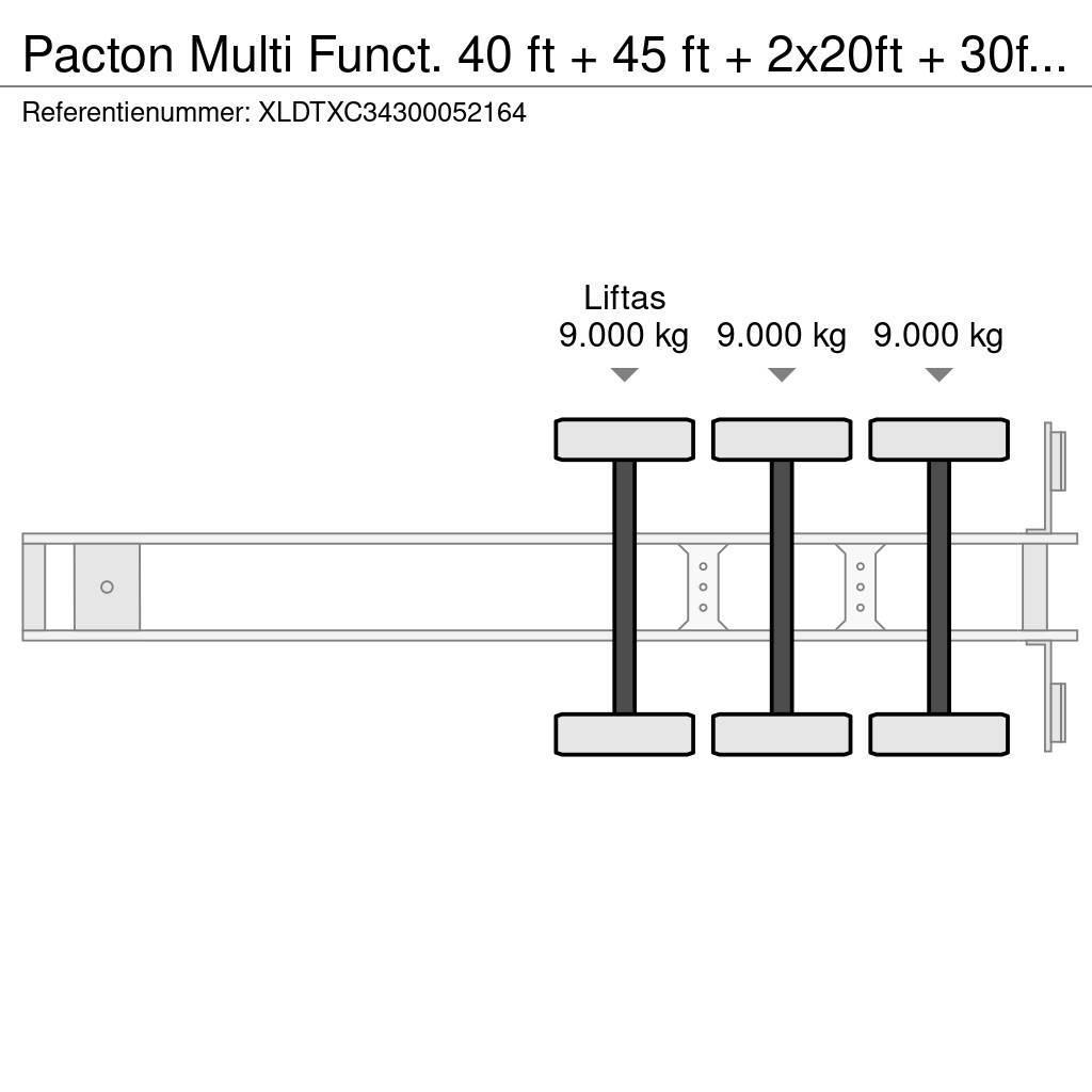 Pacton Multi Funct. 40 ft + 45 ft + 2x20ft + 30ft + High Containerframe semi-trailers
