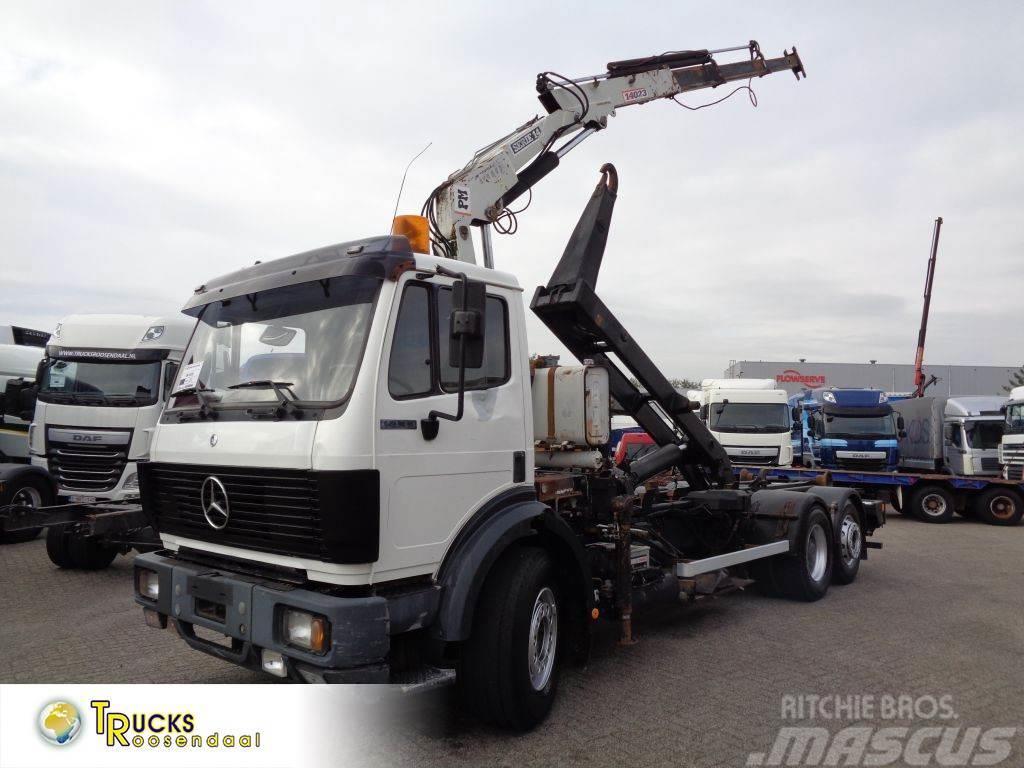 Mercedes-Benz SK 2433 + Semi-Auto + PTO + Serie 14 Crane + 3 ped Container Frame trucks