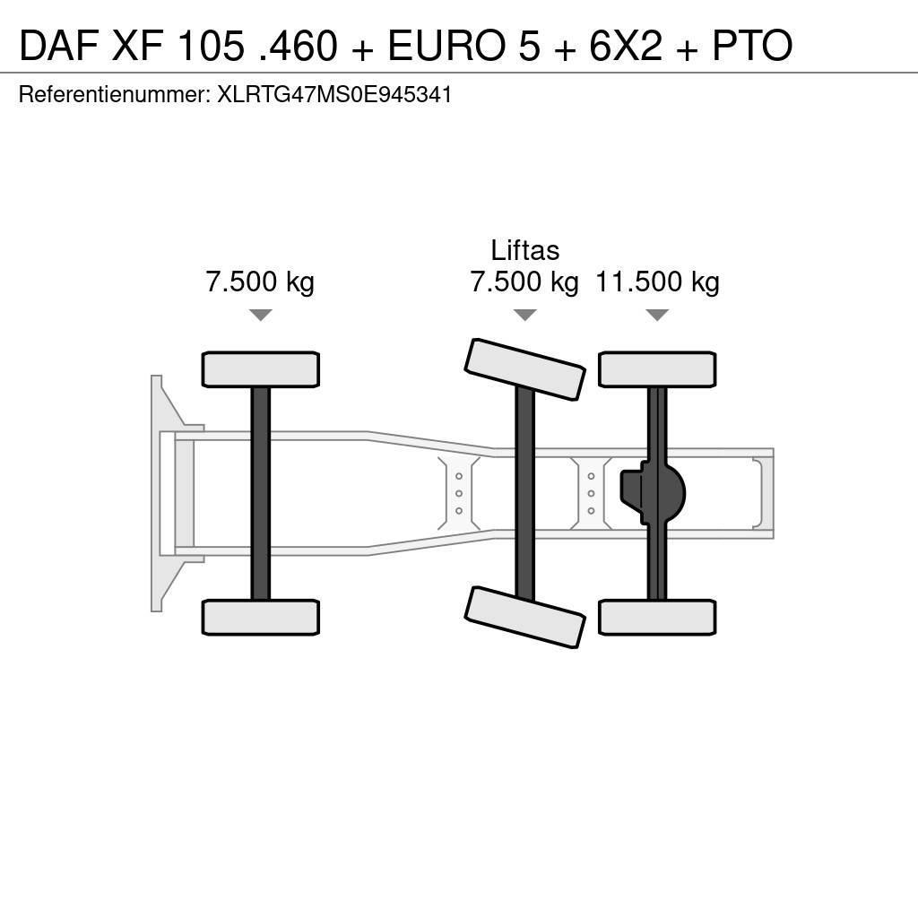 DAF XF 105 .460 + EURO 5 + 6X2 + PTO Tractor Units