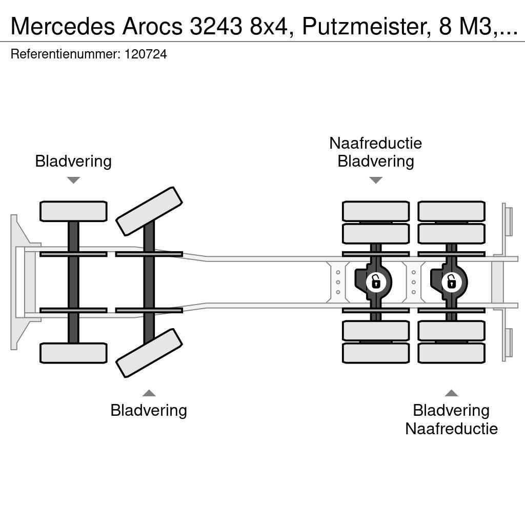 Mercedes-Benz Arocs 3243 8x4, Putzmeister, 8 M3, 11 mtr belt, Re Concrete trucks