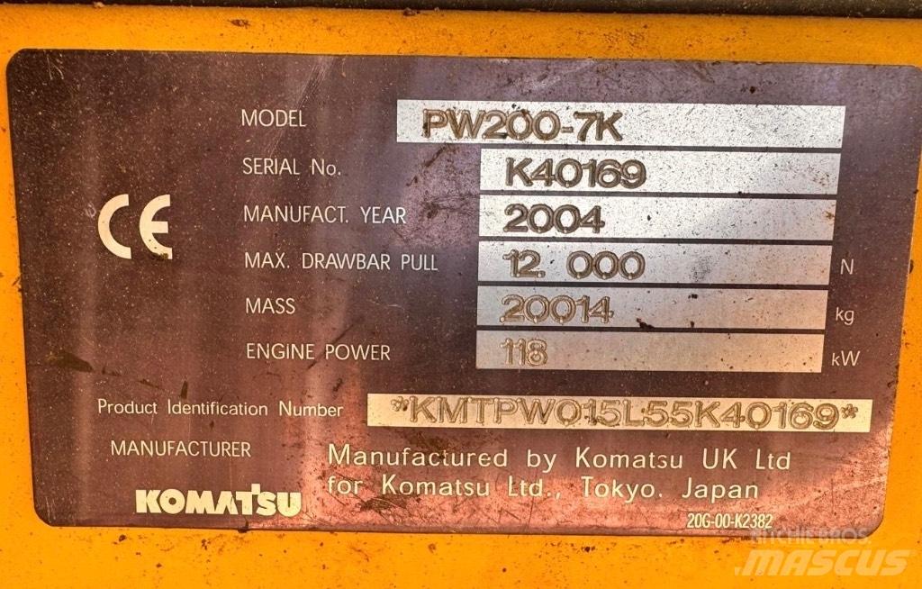 Komatsu PW 200-7K Wielgraafmachines
