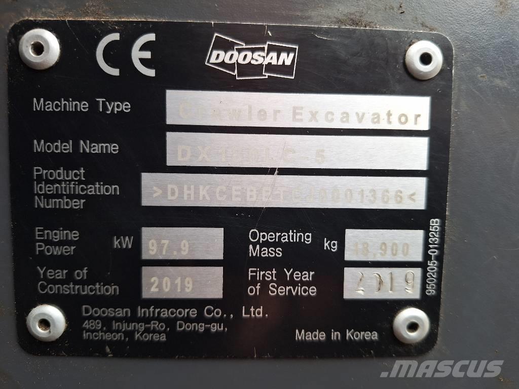 Doosan DX 180 -5 Rupsgraafmachines