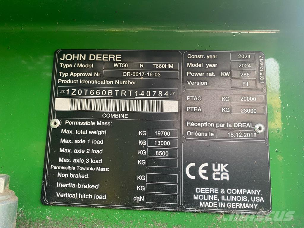 John Deere T 660 I Maaidorsmachines