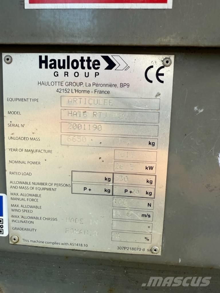 Haulotte HA16 RTJ Knikarmhoogwerkers