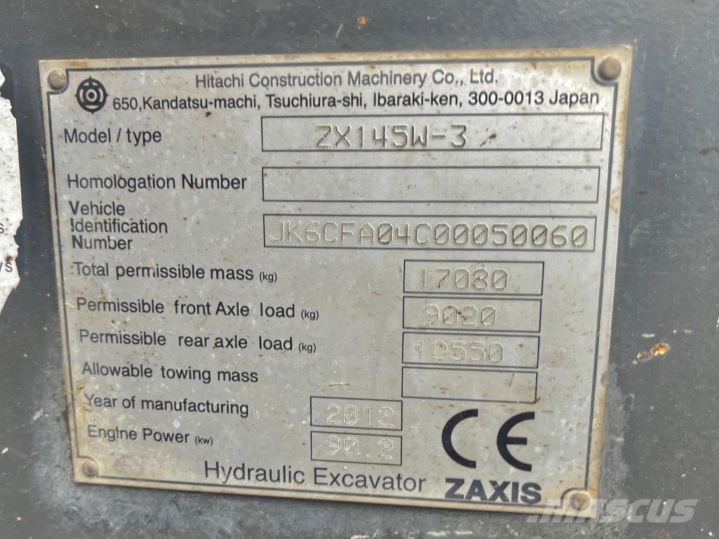 Hitachi ZX 145 W-3 Wielgraafmachines