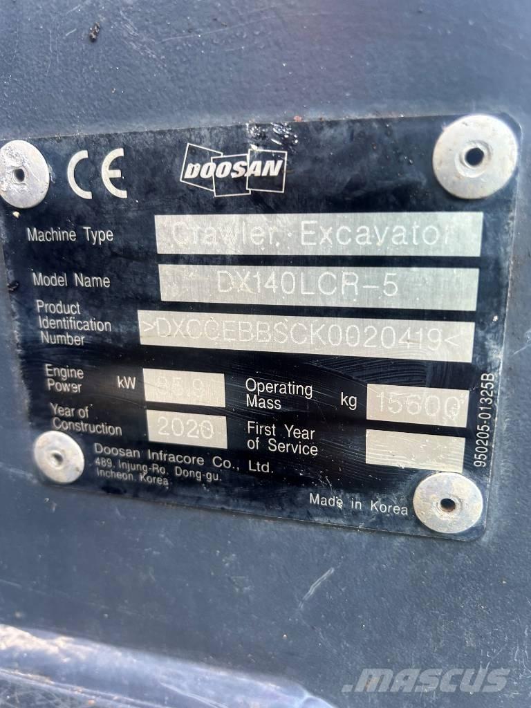 Doosan DX140LCR-5 Rupsgraafmachines