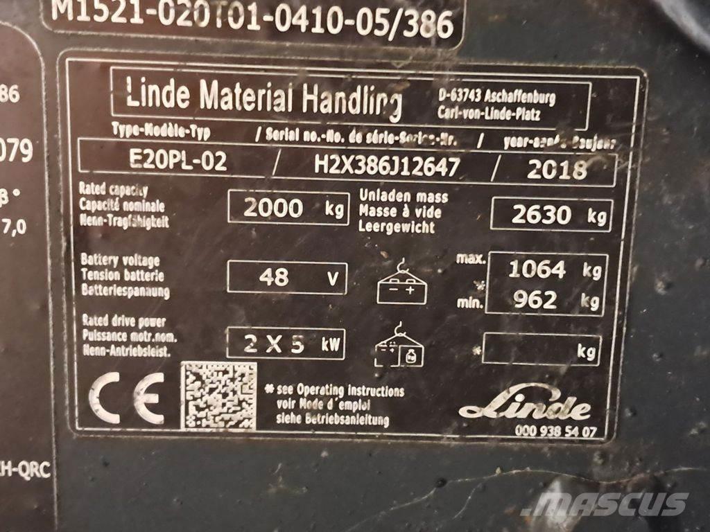 Linde E20PL-02 Elektrische heftrucks