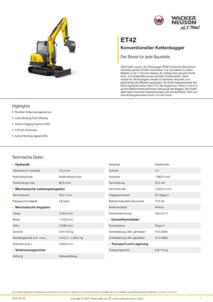 Wacker Neuson ET 42 Rupsgraafmachines