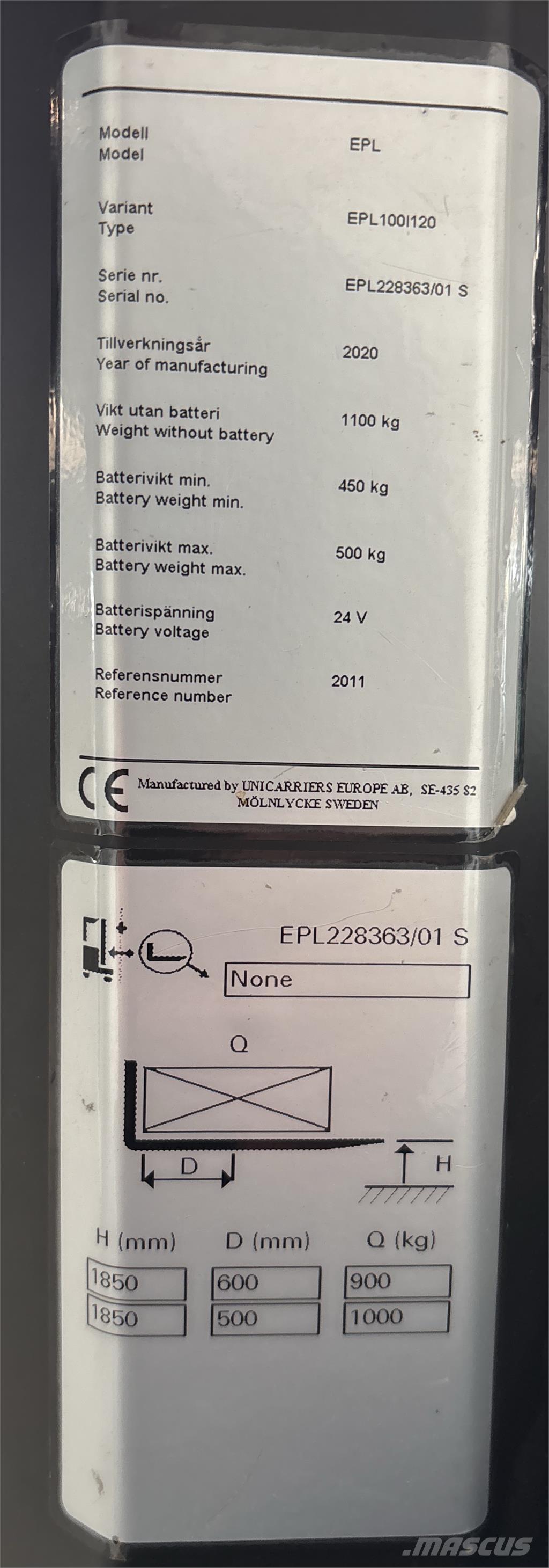 UniCarriers EPL100 Orderpicker voor laag niveau