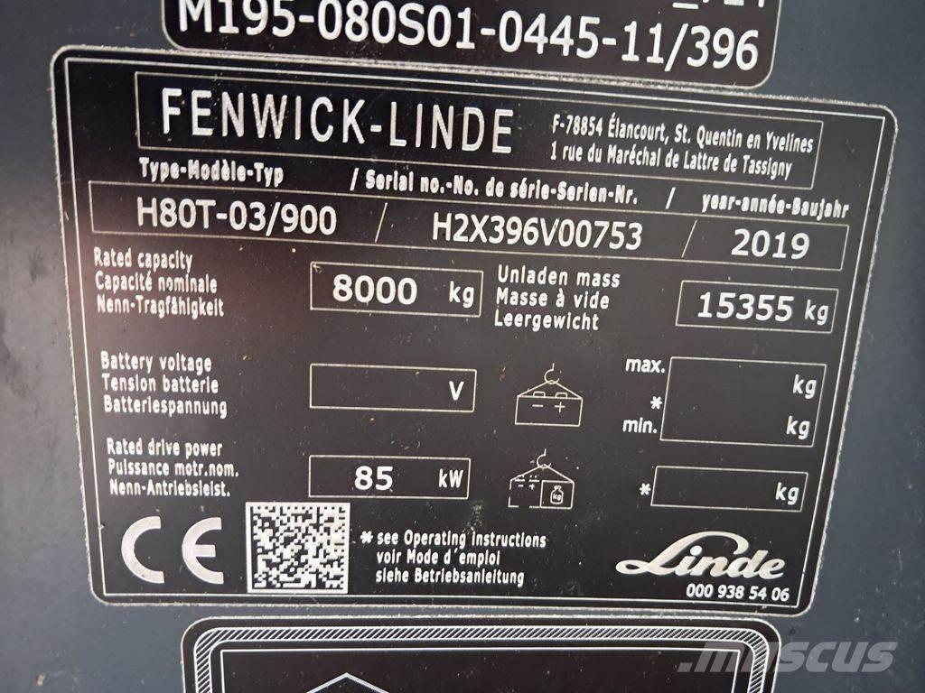 Linde H80T/03-900 LPG heftrucks