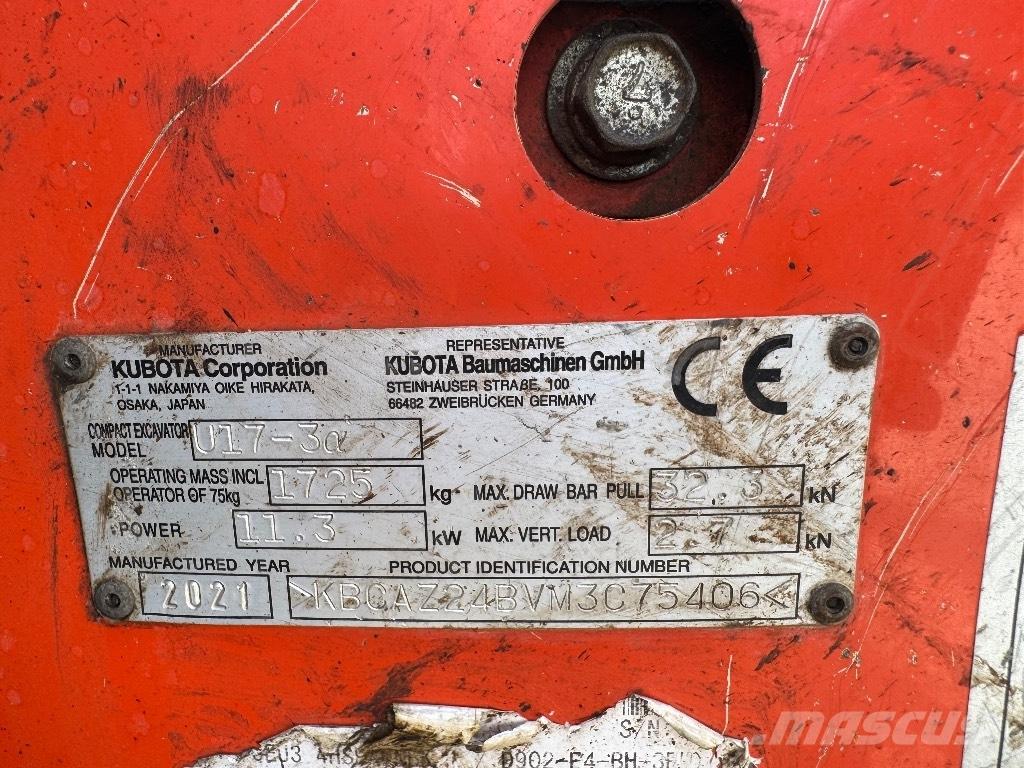 Kubota U 17-3 Minigraafmachines < 7t