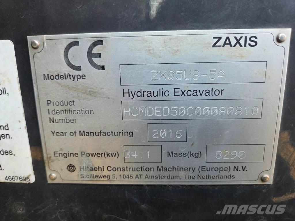 Hitachi ZX 85 US-5 A Midigraafmachines 7t - 12t