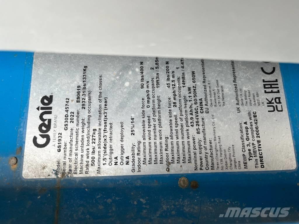 Genie GS 1932E-Drive Schaarhoogwerkers