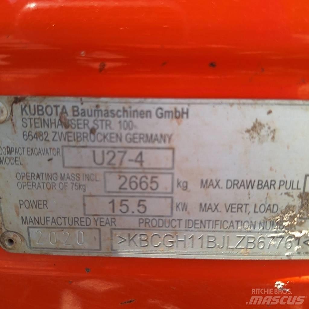 Kubota U 27-4 Minigraafmachines < 7t