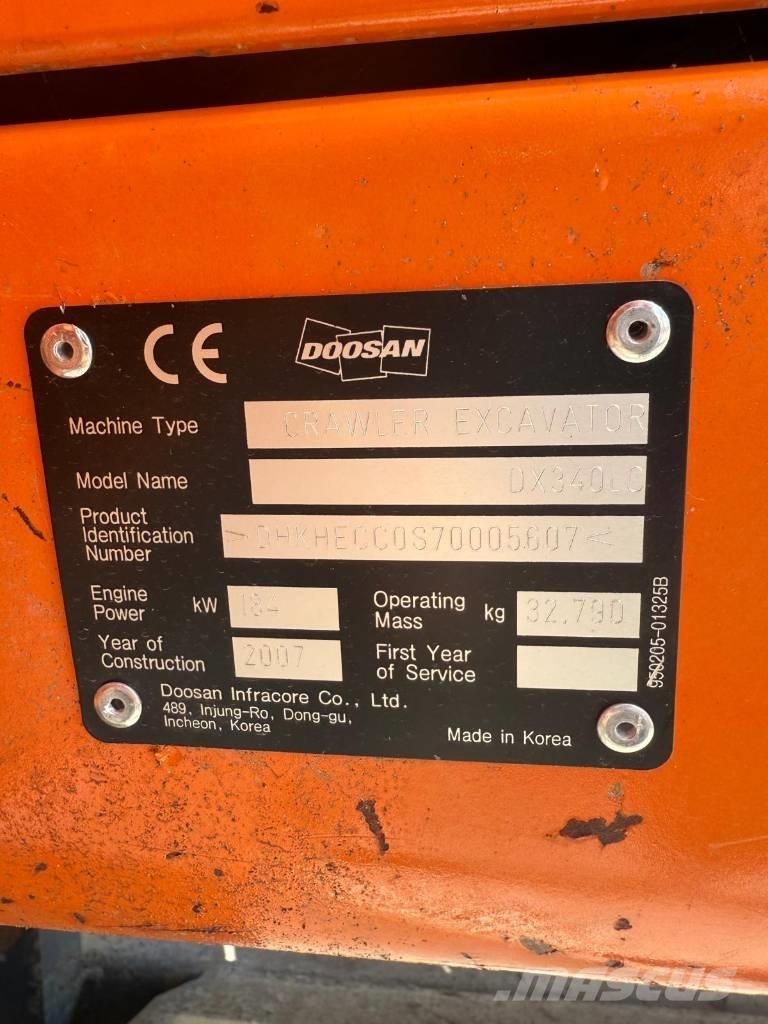 Doosan DX 340 LC Rupsgraafmachines