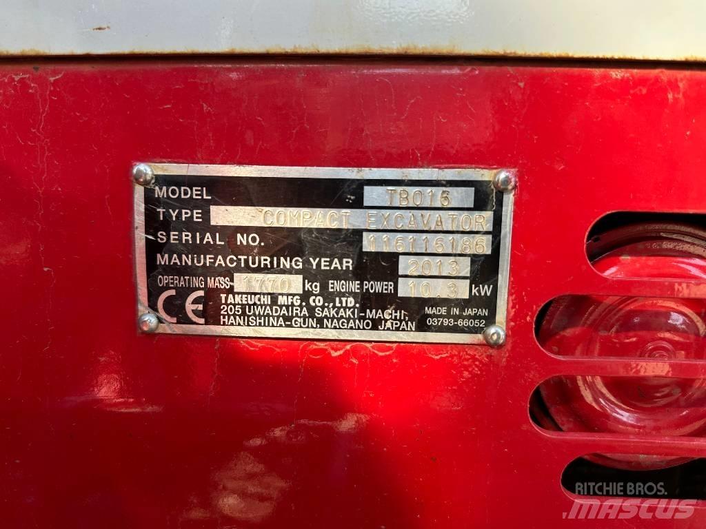 Takeuchi TB 016 Minigraafmachines < 7t