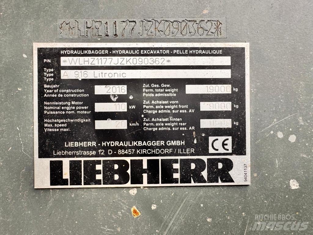 Liebherr A 916 Wielgraafmachines