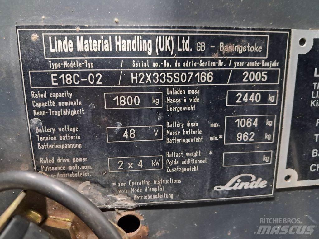 Linde E18C-02 Elektrische heftrucks