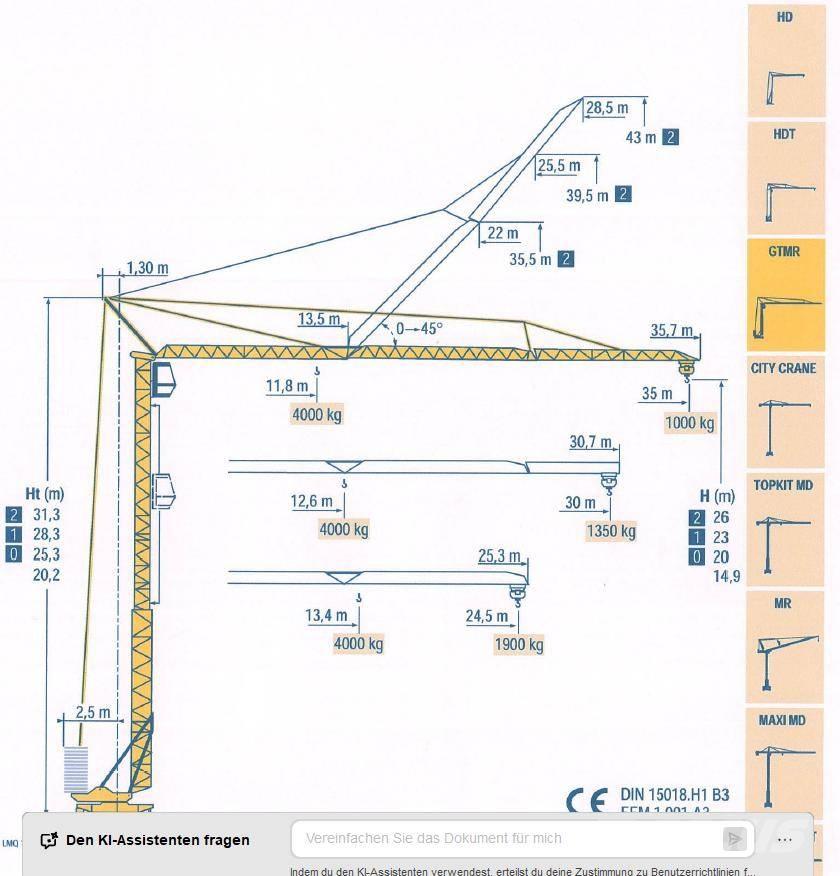 Potain GTMR 331 B Torenkranen