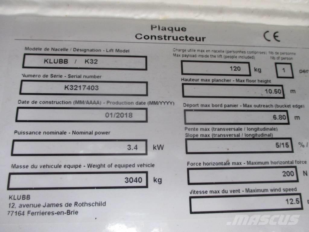Klubb K32 Auto hoogwerkers
