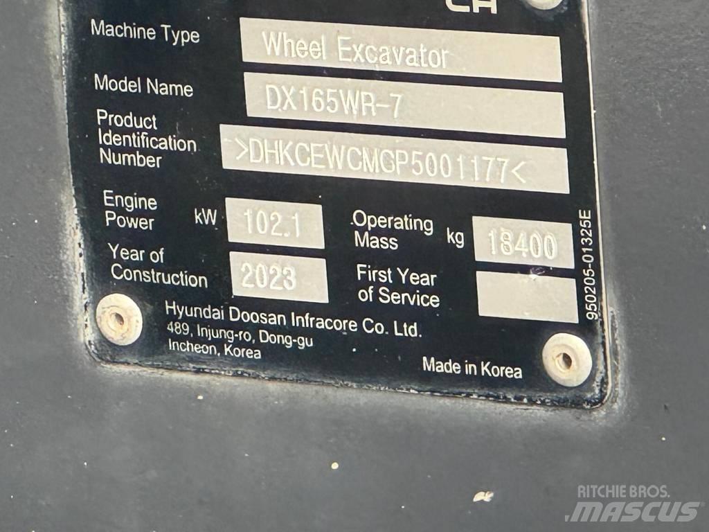 Doosan DX165WR-7 Wielgraafmachines