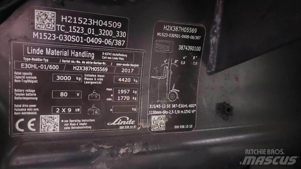 Linde E 30HL-01/600 Elektrische heftrucks