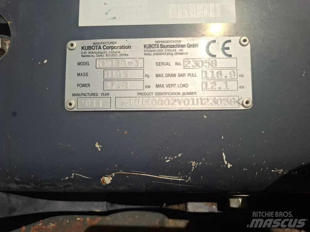 Kubota KX 080-3 Midigraafmachines 7t - 12t
