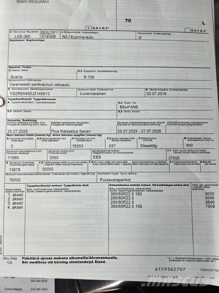 Scania R730 Hout-Bakwagens