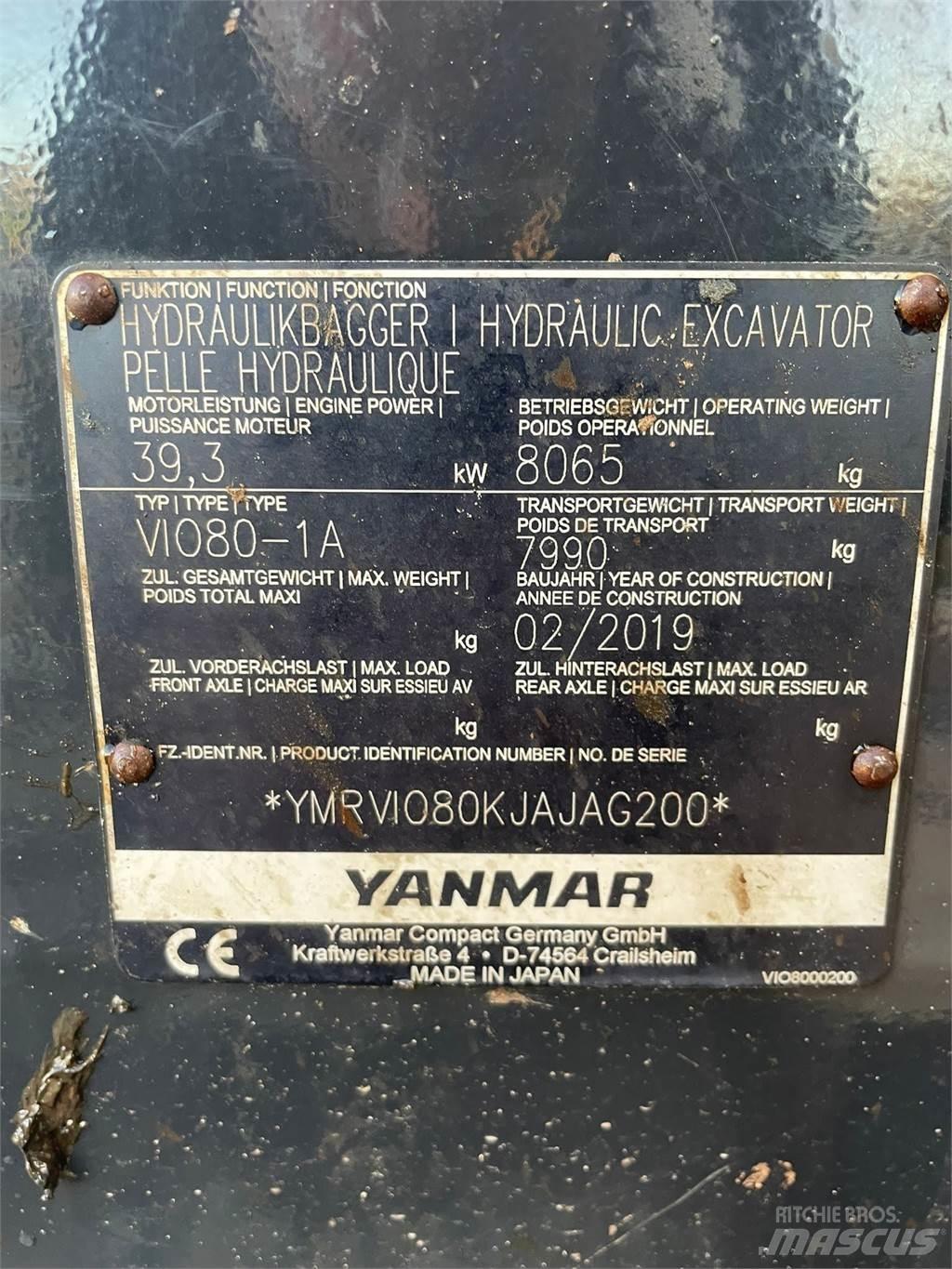 Yanmar Vio 80-1A Minigraafmachines < 7t