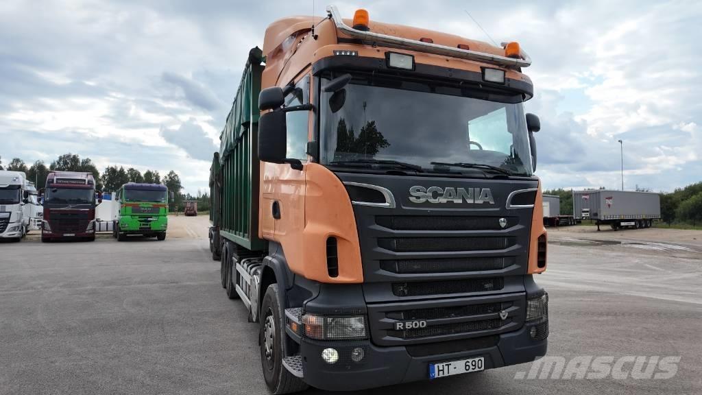 Scania R 500 Vlakke laadvloer met kraan