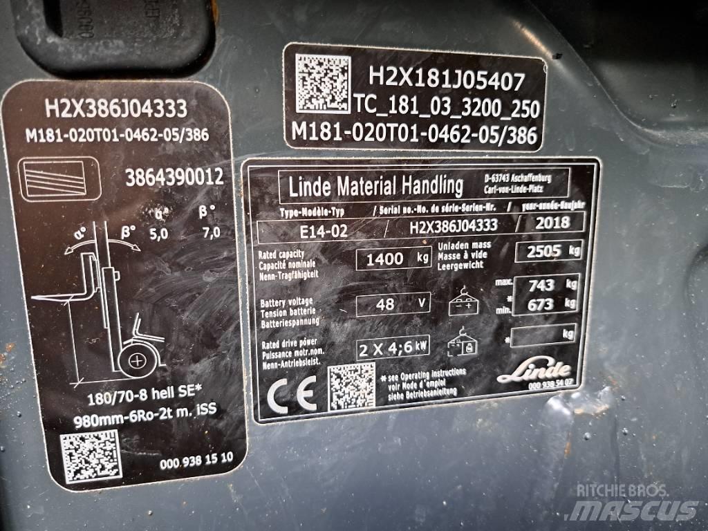 Linde E 14 EVO Elektrische heftrucks