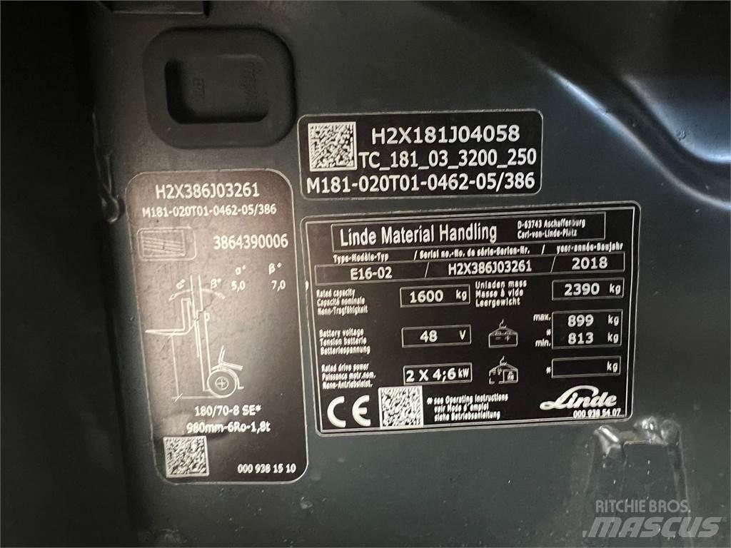 Linde E16-02 Elektrische heftrucks