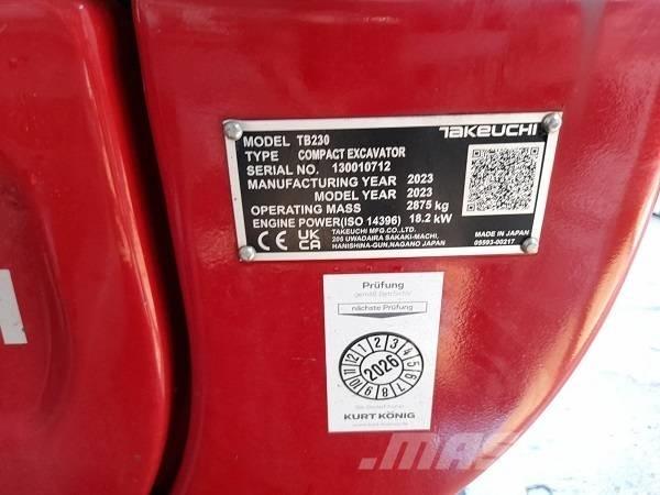 Takeuchi TB 230 Minigraafmachines < 7t