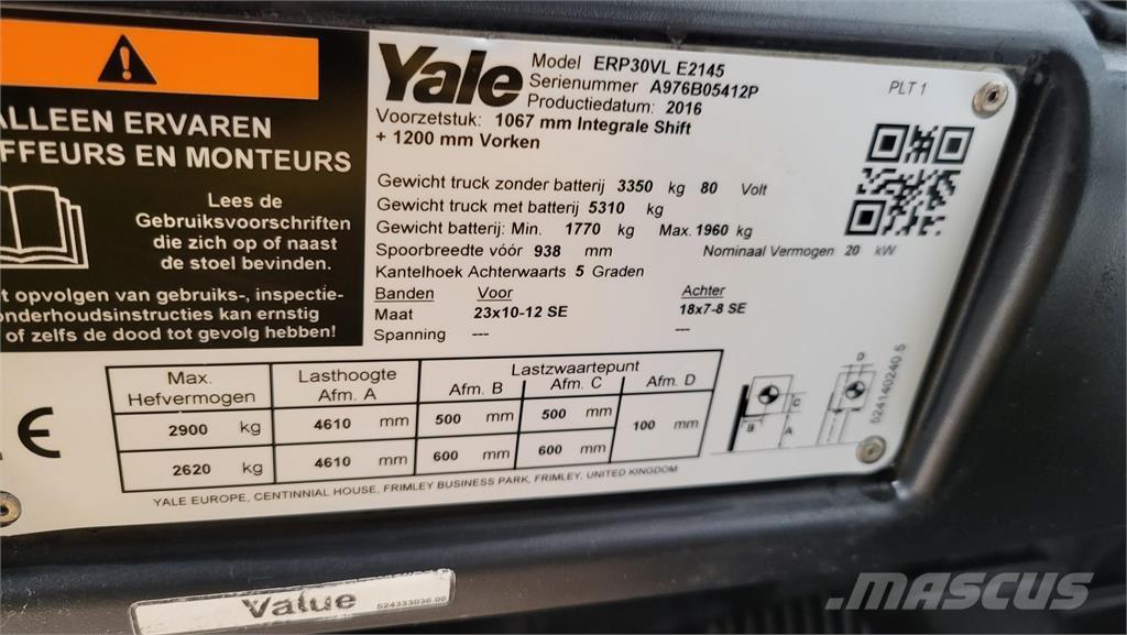 Yale ERP30VL 2016 Elektrische heftrucks