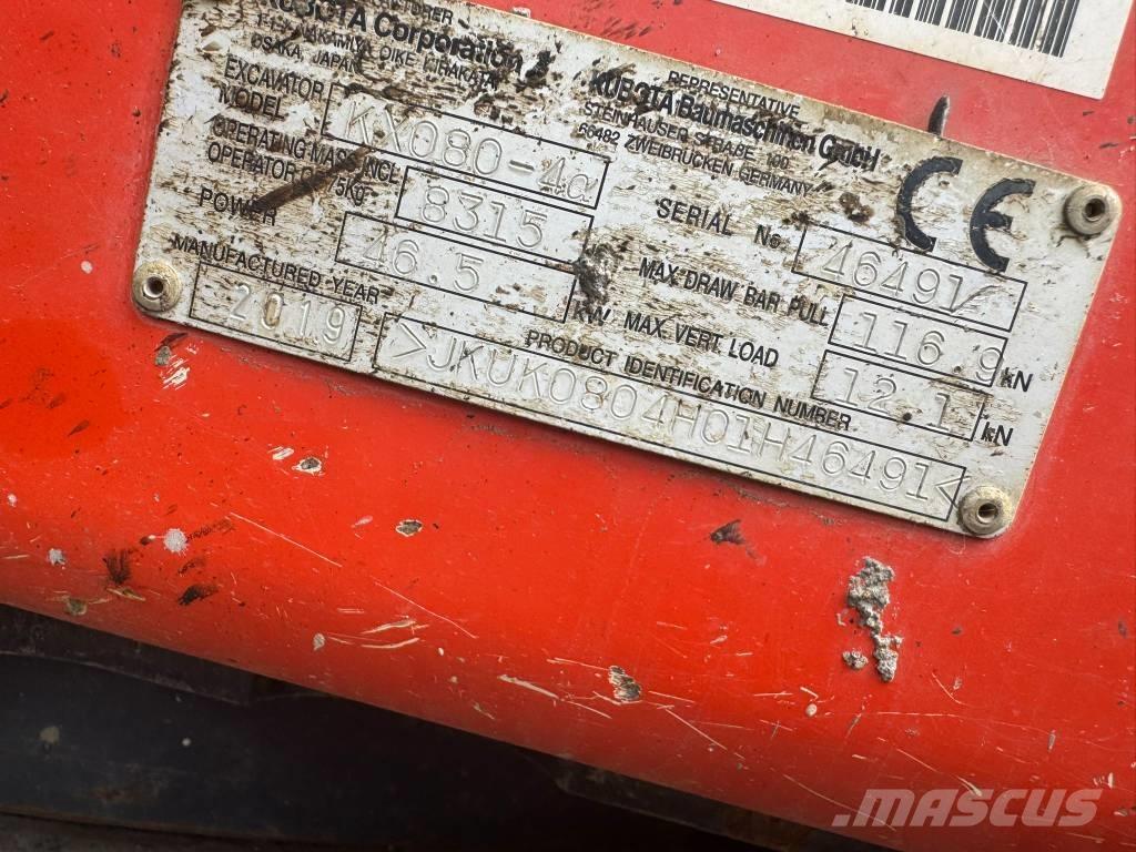 Kubota KX 080-4 Midigraafmachines 7t - 12t