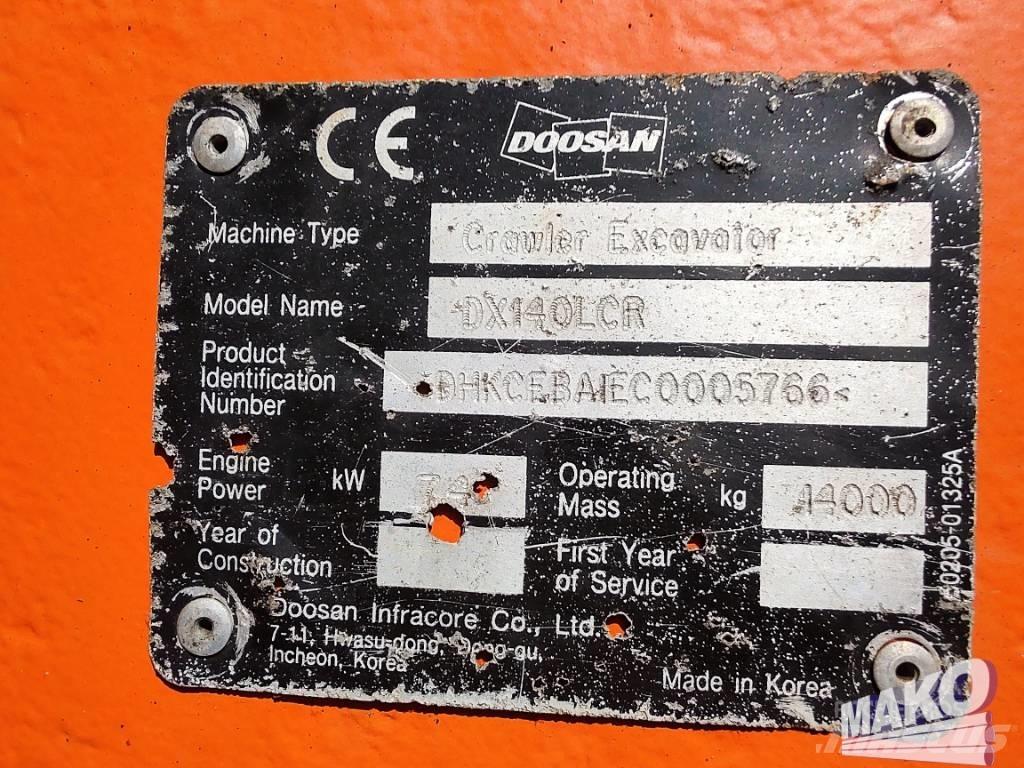 Doosan DX 140 LCR Rupsgraafmachines