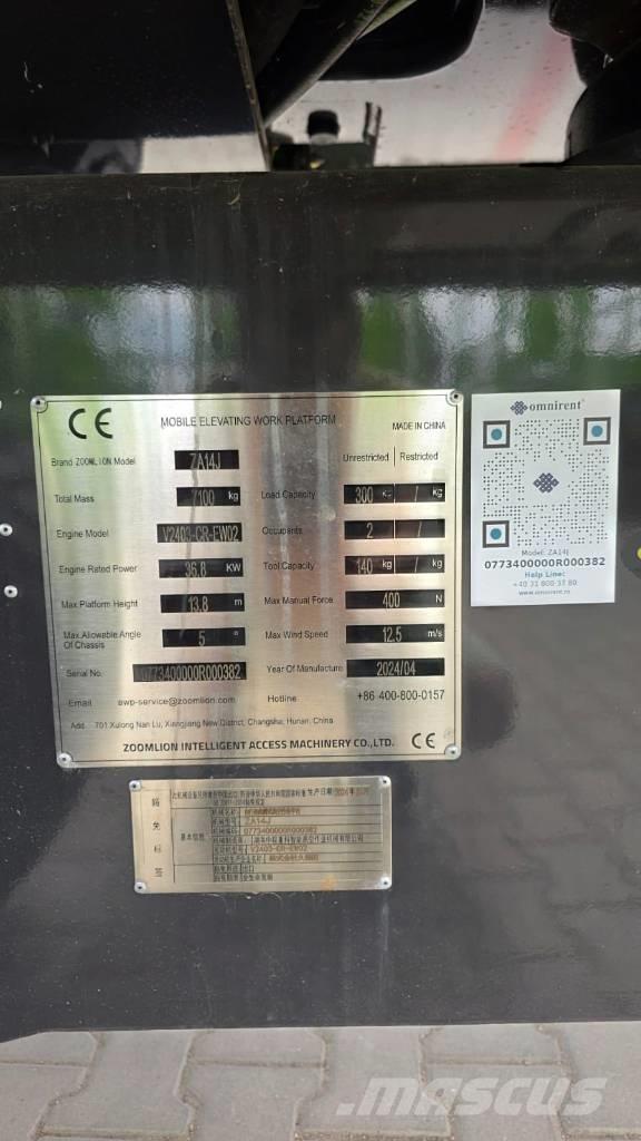 Zoomlion ZA 14 J Knikarmhoogwerkers