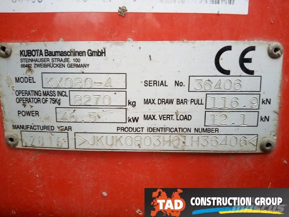 Kubota KX 080-4 Midigraafmachines 7t - 12t