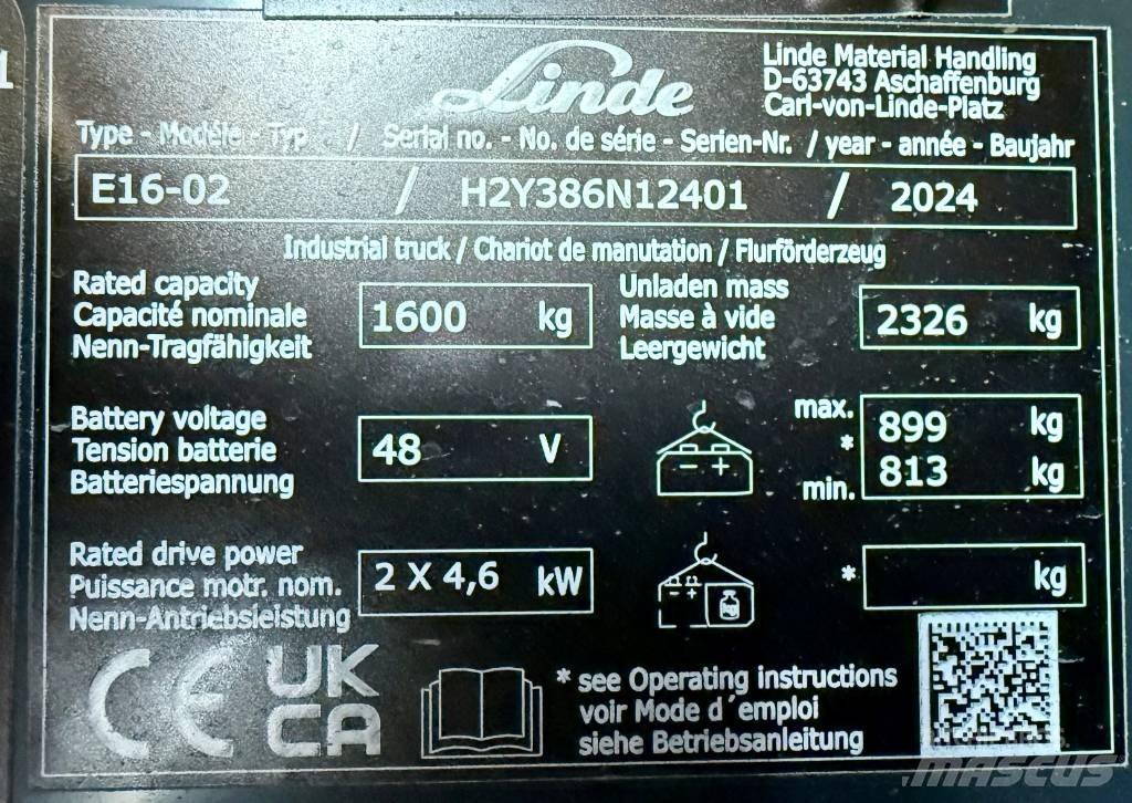 Linde E16/386-02 Elektrische heftrucks